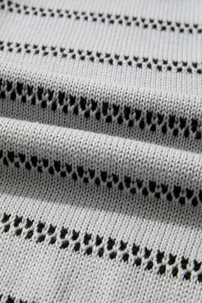 Gray Stripe Button Front Cardigan