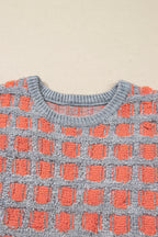 Pink Checkered Oversized Sweater