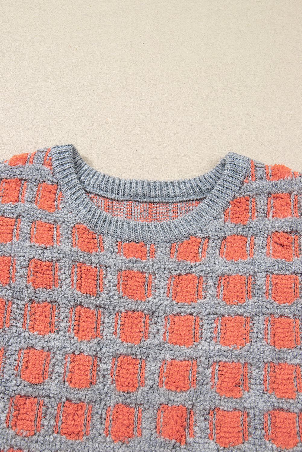 Pink Checkered Oversized Sweater