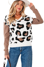 Leopard Print V Neck Sweater For Women