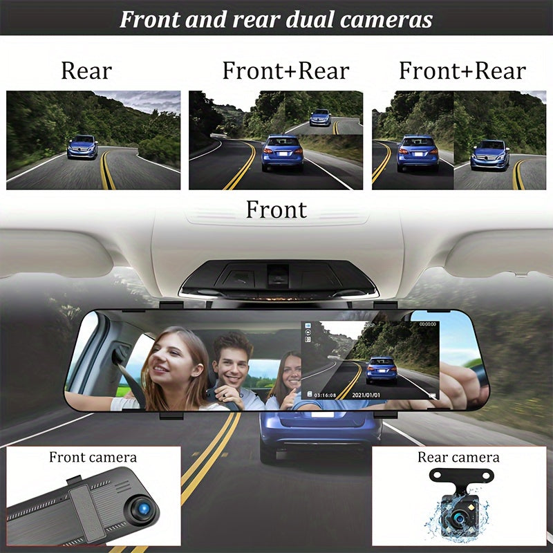 Dual Mirror Dash Cam For Cars With Hd Video