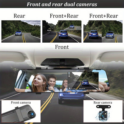 Dual Mirror Dash Cam For Cars With Hd Video