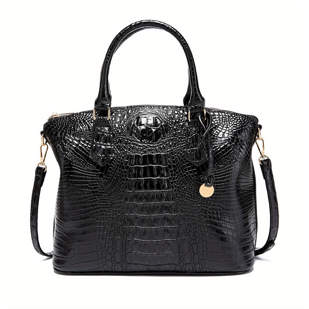Crocodile Embossed Womens Handbag Chic Satchel