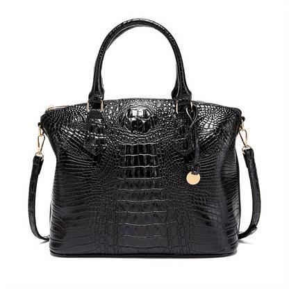 Crocodile Embossed Womens Handbag Chic Satchel