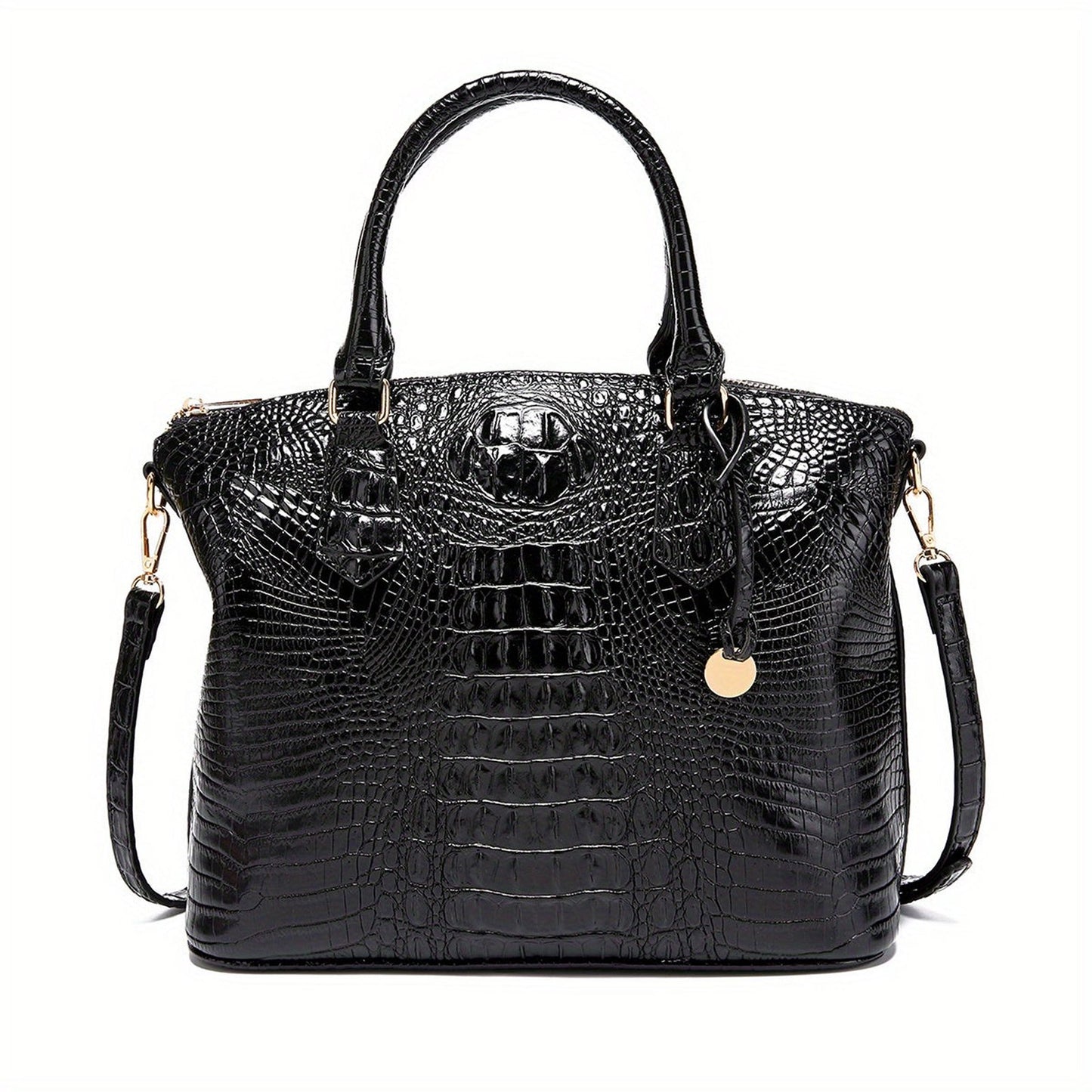 Crocodile Embossed Womens Handbag Chic Satchel