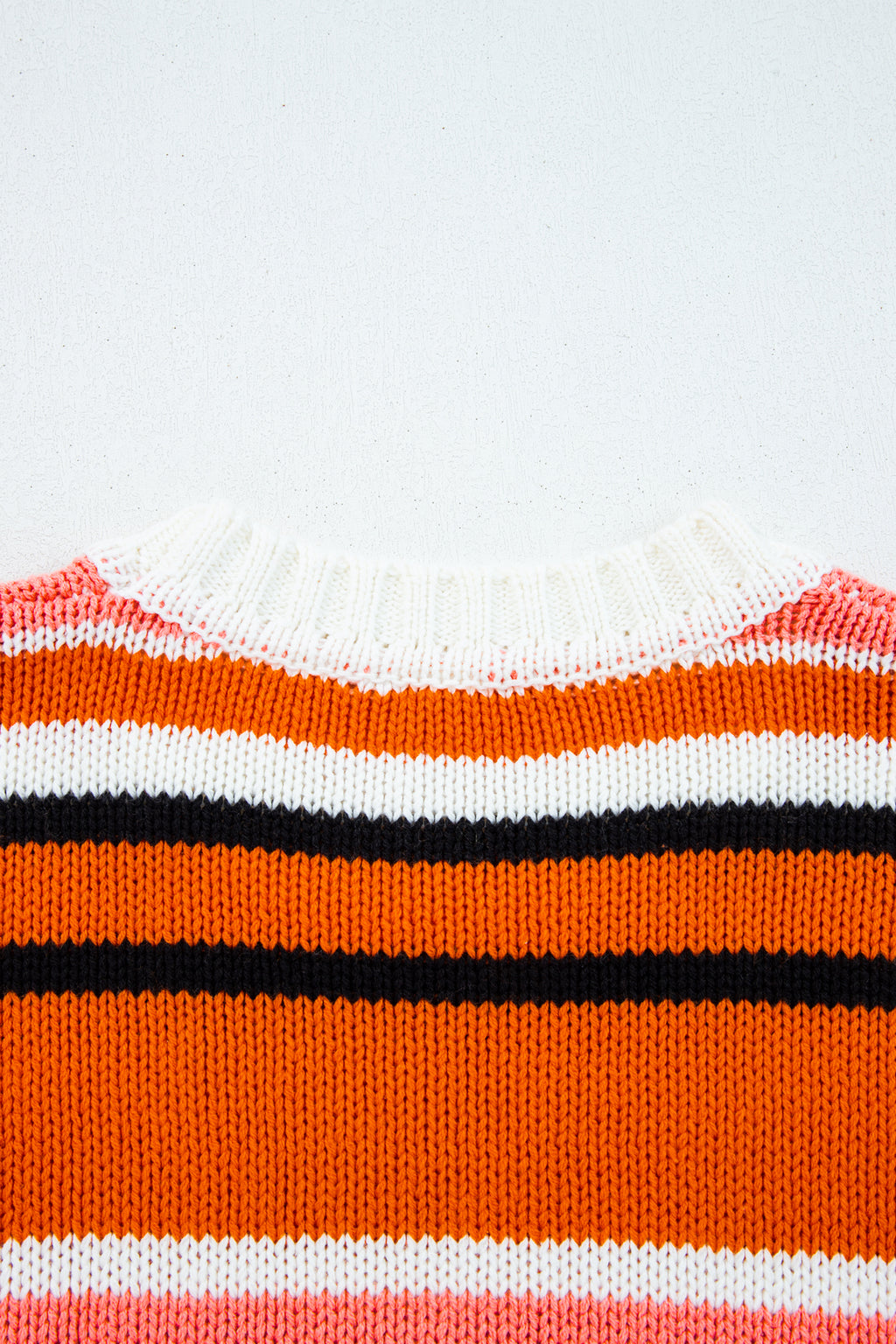 Orange Stripe Cropped Sweater For Trendy Style