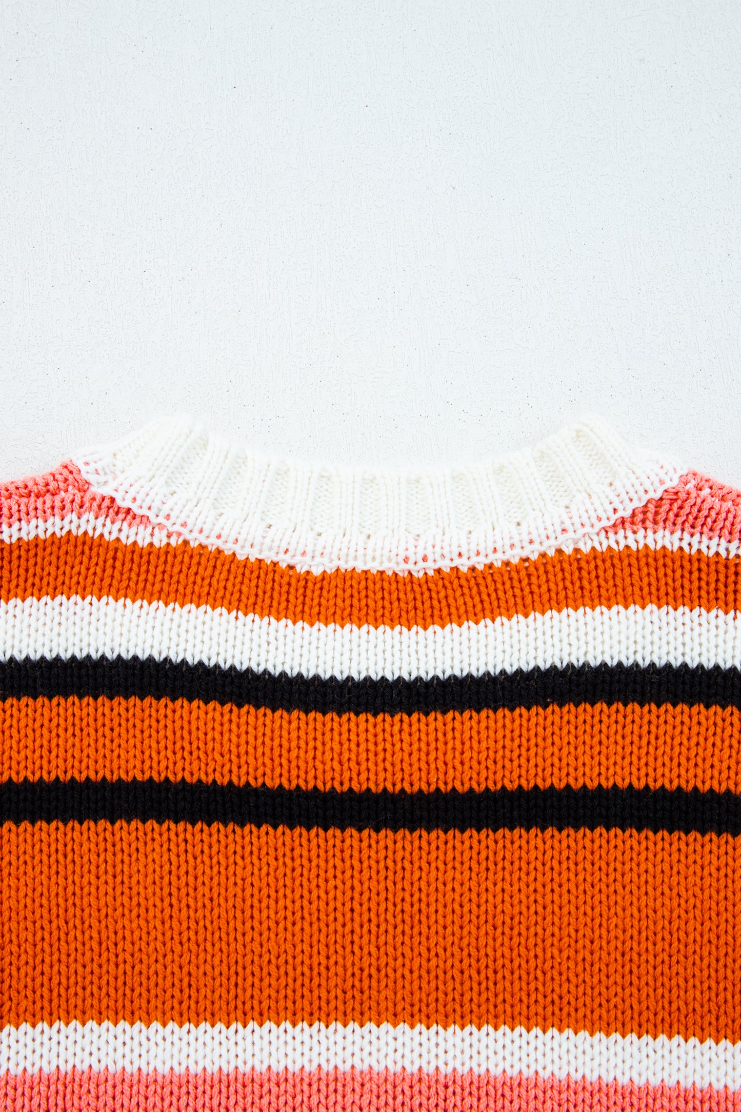 Orange Stripe Cropped Sweater For Trendy Style