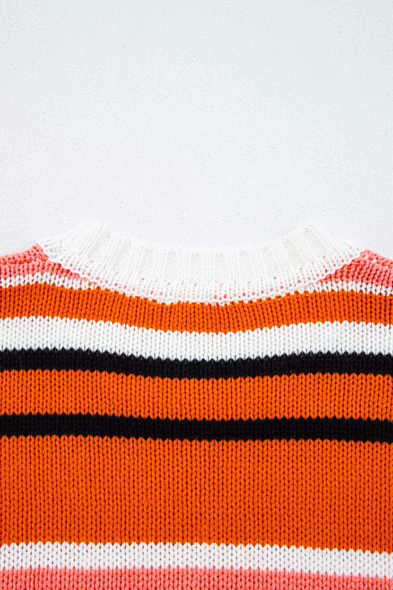 Orange Stripe Cropped Sweater For Trendy Style