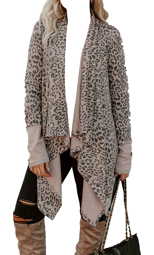Leopard Open Front Cardigan For Trendy Style