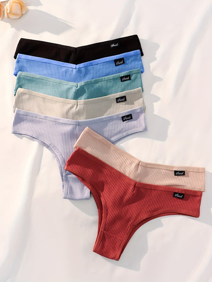 Set of women's high-waisted hipster underwear in various pastel colors including blue, green, and red