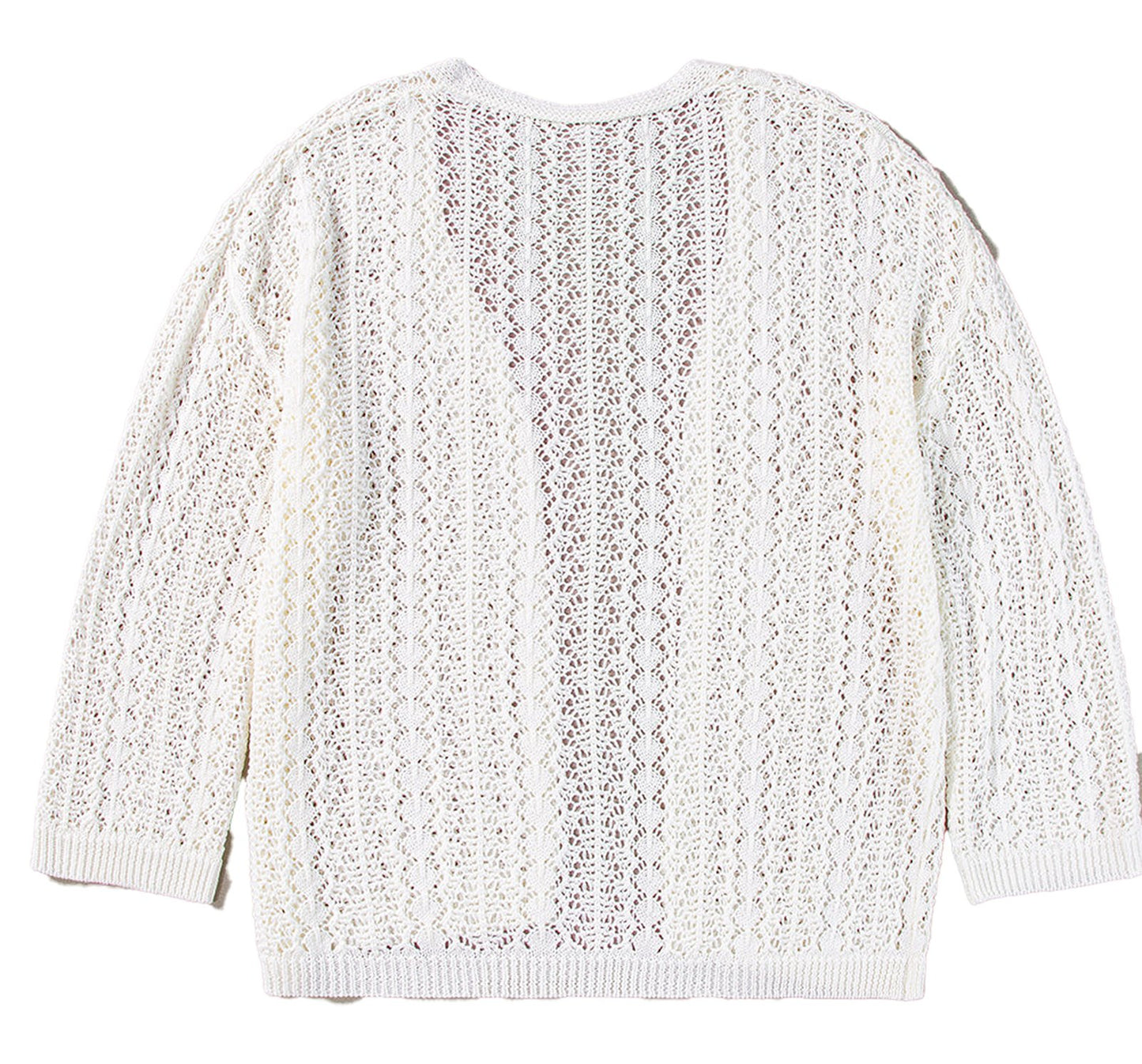 White Knit Hollow Out Cardigan For Trendy Style