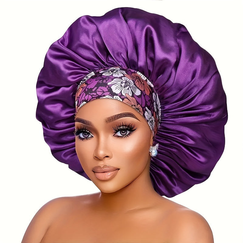 Elegant Floral Satin Shower Cap