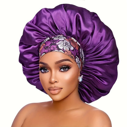 Elegant Floral Satin Shower Cap