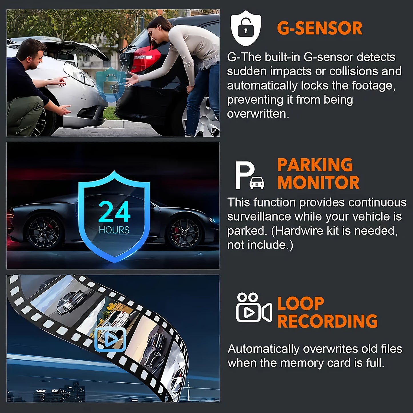 Dual Dash Cam For Cars With Night Vision