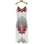 Impresionante vestido de conchas marinas hasta los tobillos: elegante estilo costero