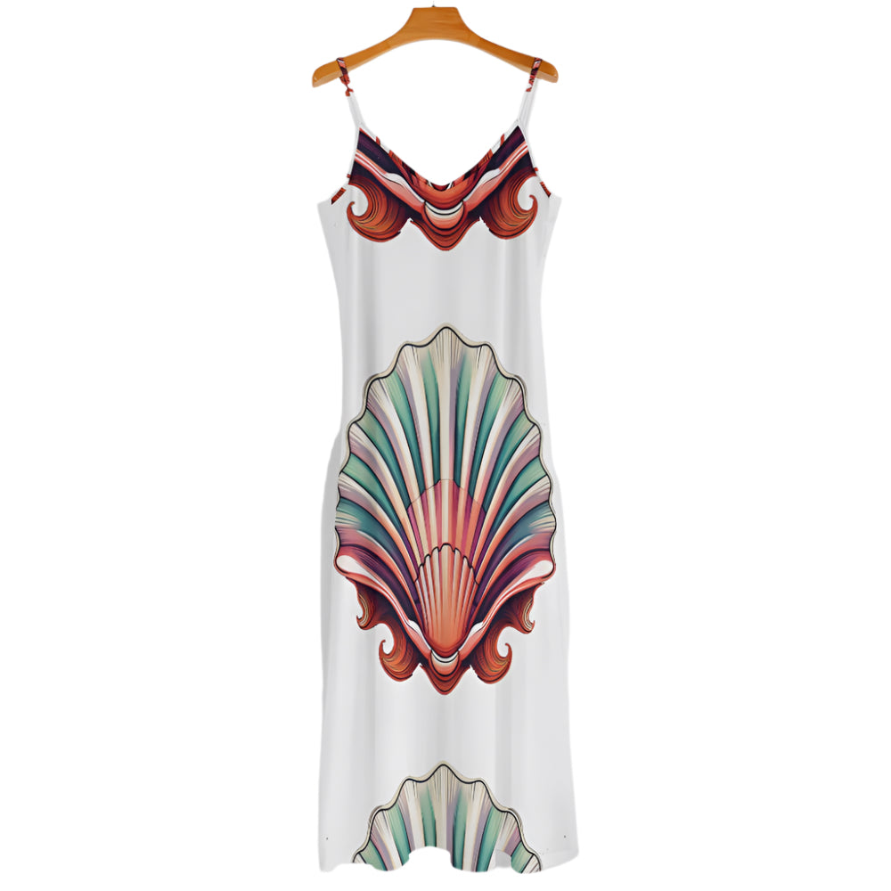 Stunning Sea Shell Sling Ankle-Length Dress – Elegant Coastal Style