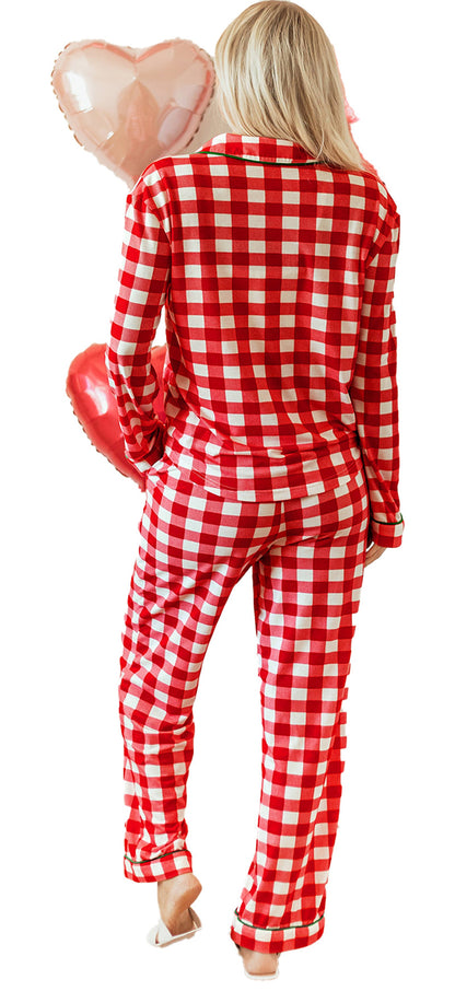 Light Green Plaid Christmas Pajamas Set