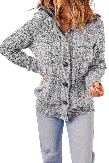 Dark Gray Hooded Cardigan For Women