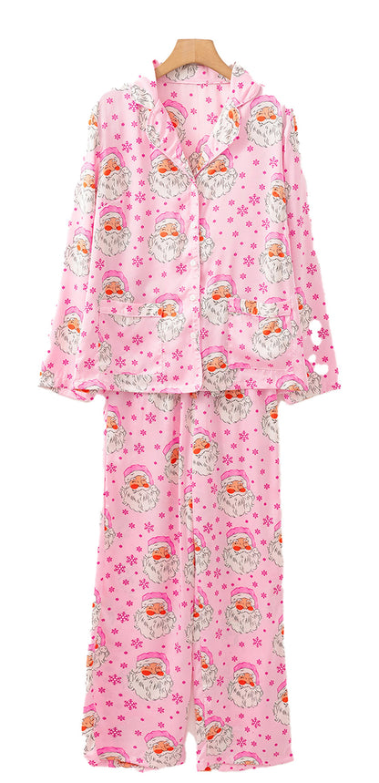 Pink Santa Christmas Pajama Set
