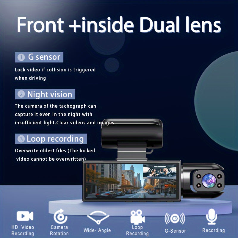 1080p Dual Dash Cam With Night Vision