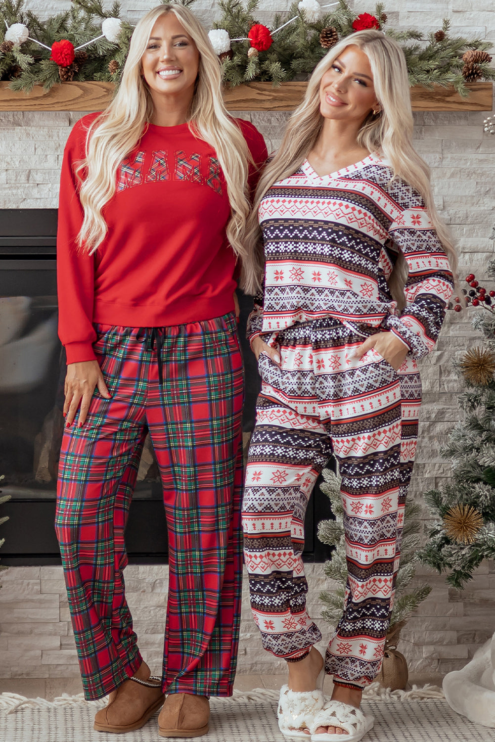 Red Plaid Christmas Lounge Set