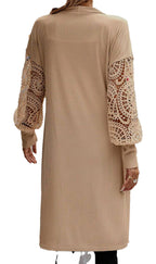 Ribbed Knit Open Front Duster Cardigan