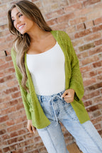 Green Oversized Crochet Cardigan