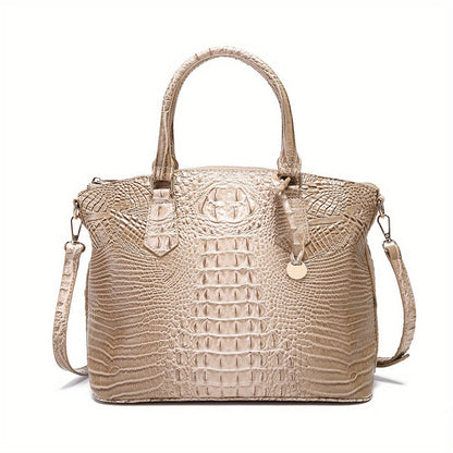Crocodile Embossed Womens Handbag Chic Satchel