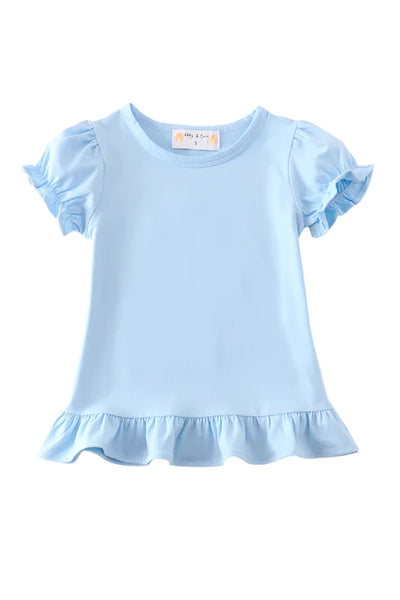 Adorable Sky Basic Ruffle Top: Perfect For Your Little Trendsetter! - LuckeLadybug LLC