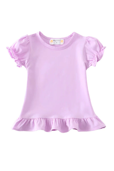 Adorable Purple Basic Ruffle Top For Trendy Babies And Toddlers - LuckeLadybug LLC