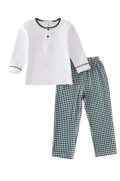 Adorable Green Plaid Boy Pants Set For Babies And Toddlers - LuckeLadybug LLC