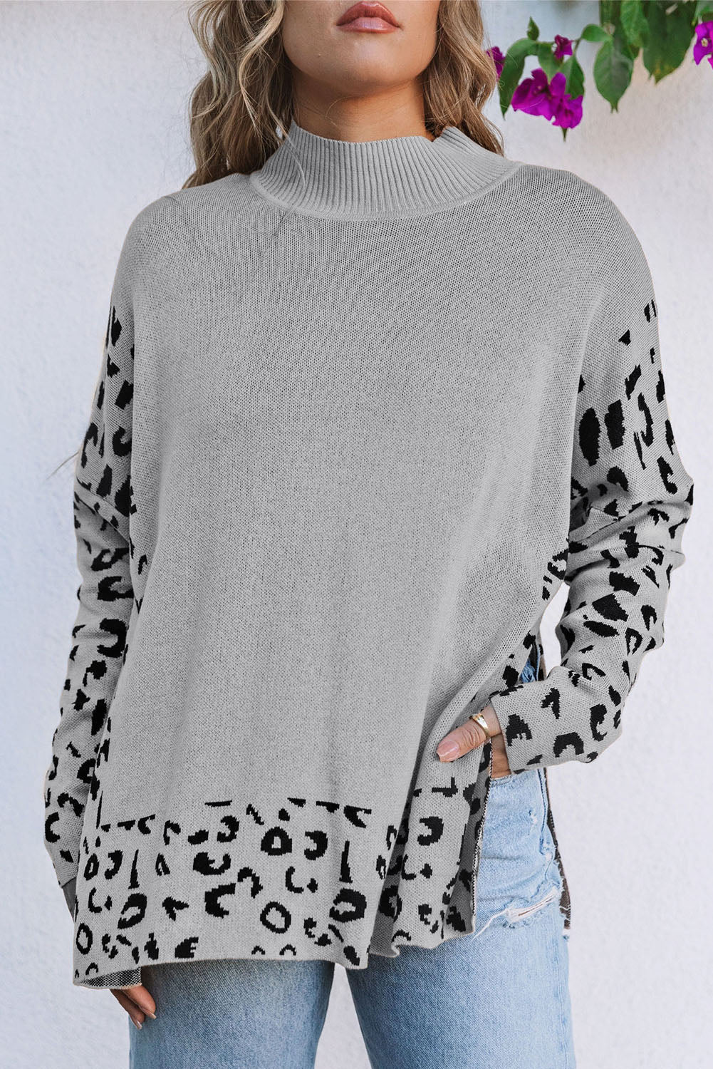 Khaki Leopard Oversized Sweater