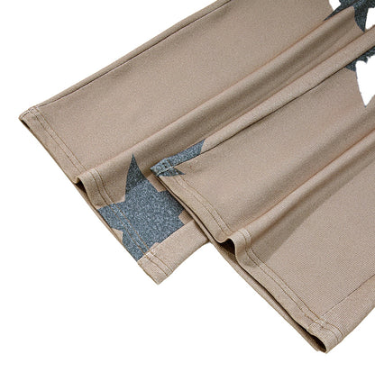 Khaki Star Print Lounge Set For Cozy Style