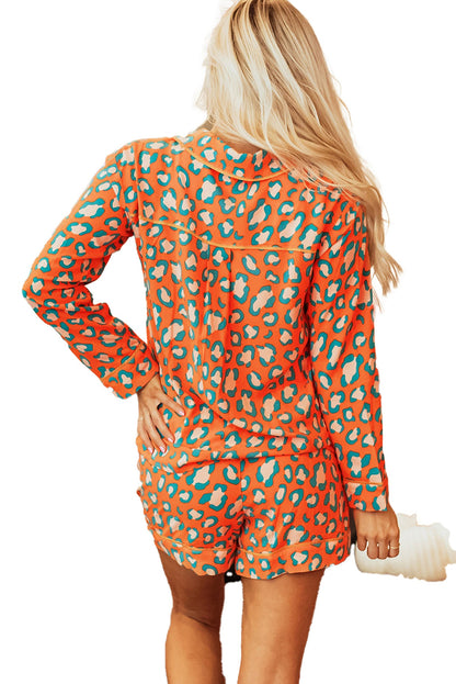 Pink Leopard Print Pajama Set For Women