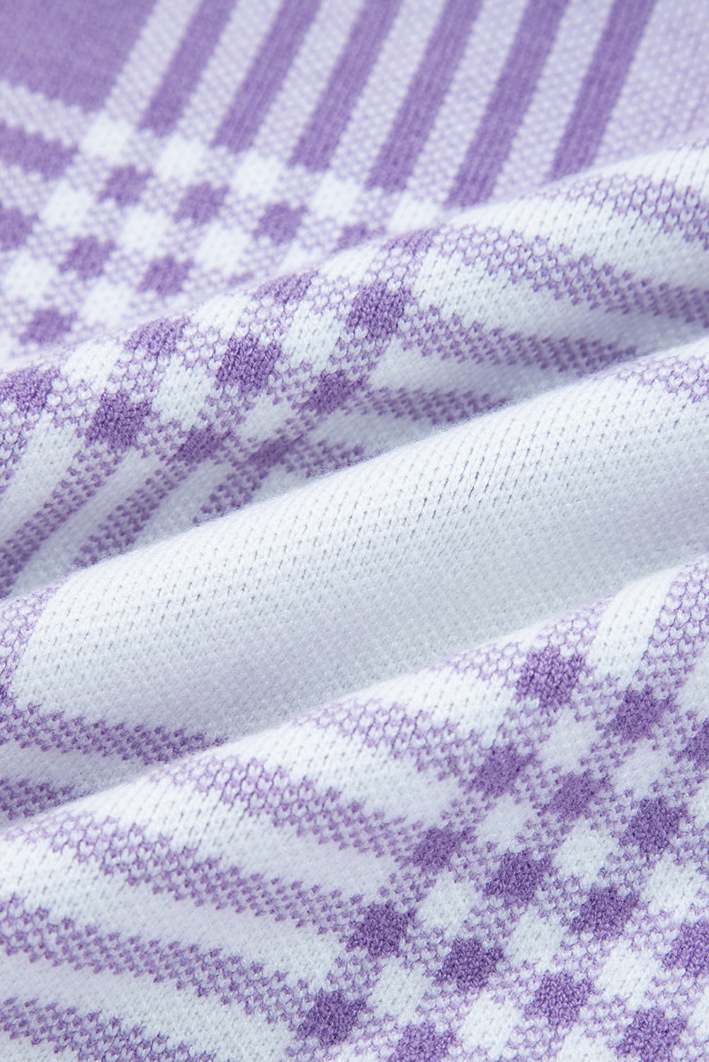 Lilac Plaid Sweater For Trendy Fashion