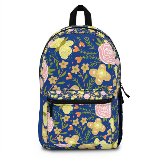 Blue and Yellow Butterfly Flower Backpack