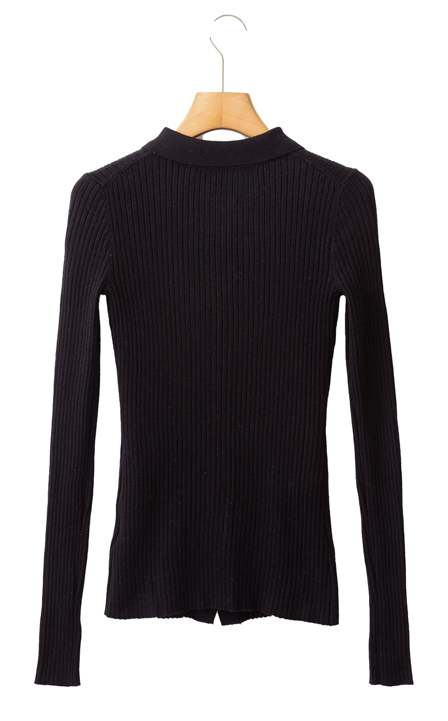 Black Ribbed Knit Cardigan For Chic Style