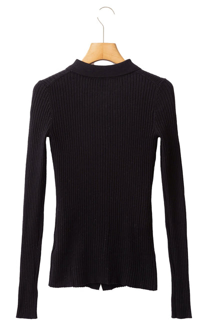 Black Ribbed Knit Cardigan For Chic Style