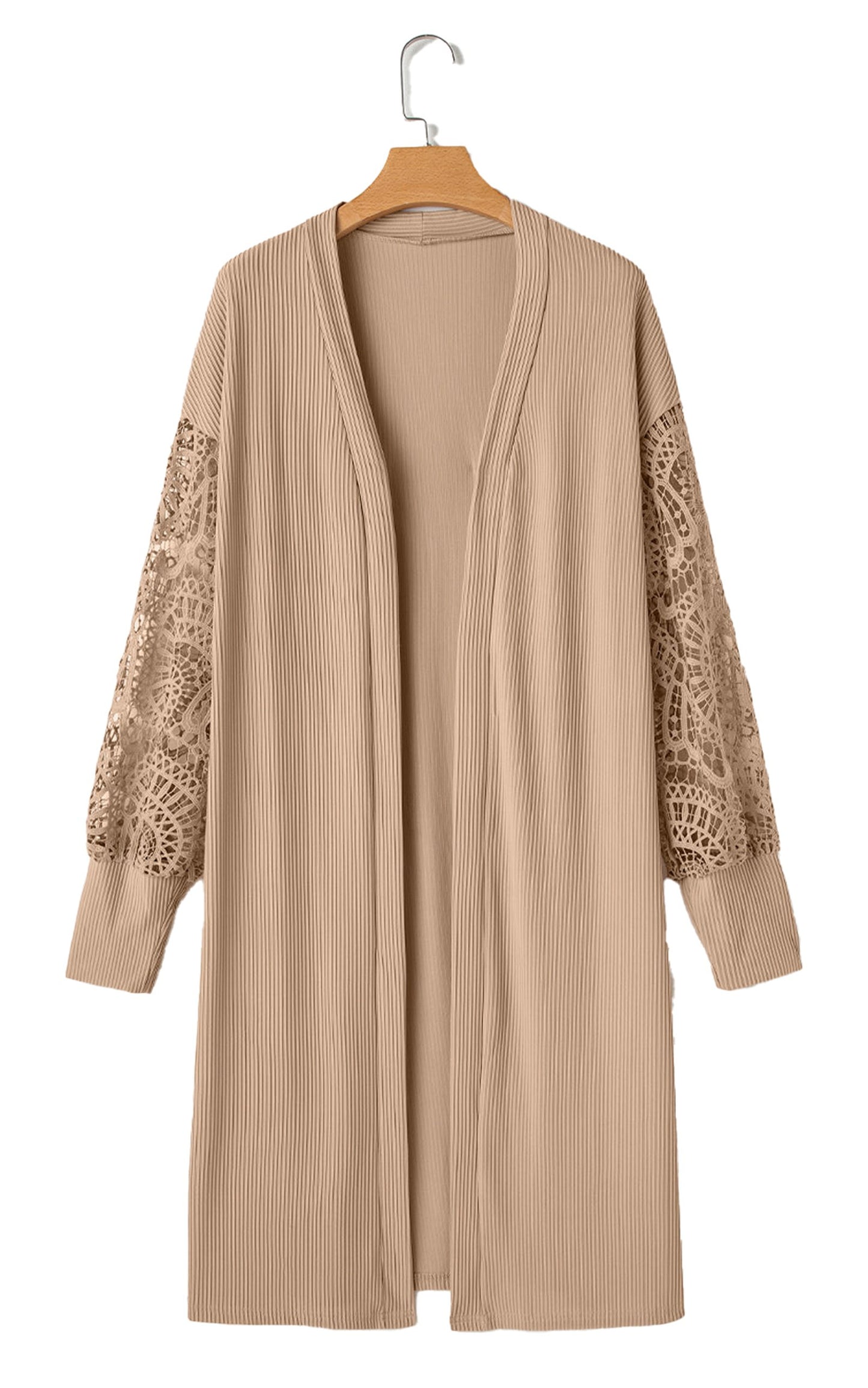 Ribbed Knit Open Front Duster Cardigan