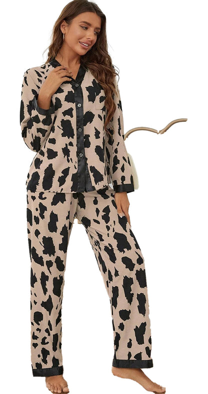 Khaki Cheetah Print Sleepwear Set
