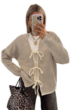 Pale Khaki Tied Front Cardigan