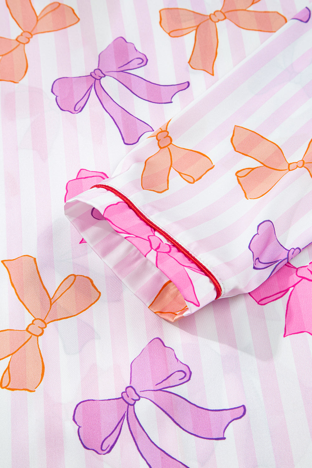 Womens Pink Bow Pajama Set For Comfort