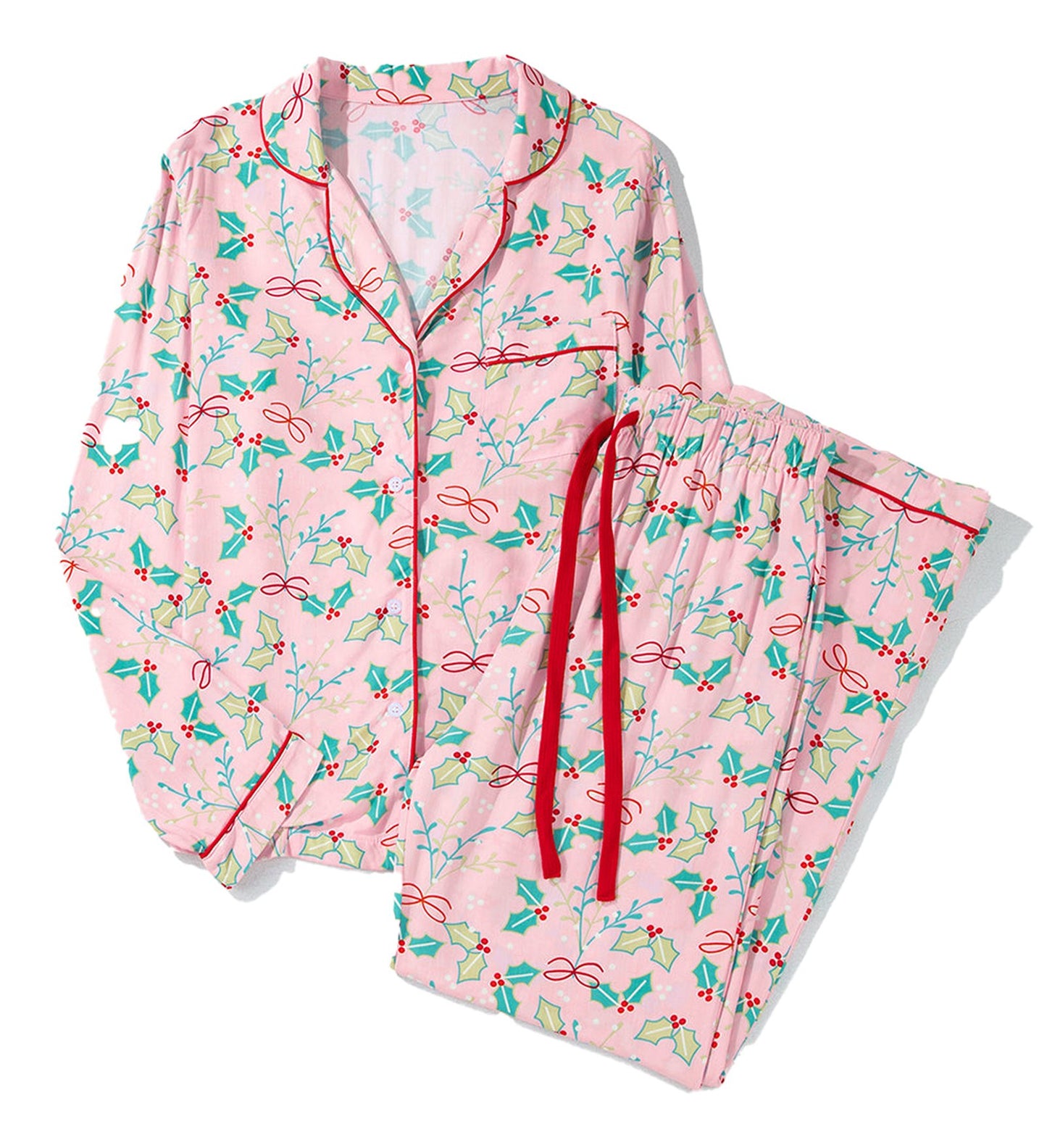 Multicolor Floral Christmas Pajamas Set