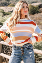 Pink Striped Colorblock Sweater