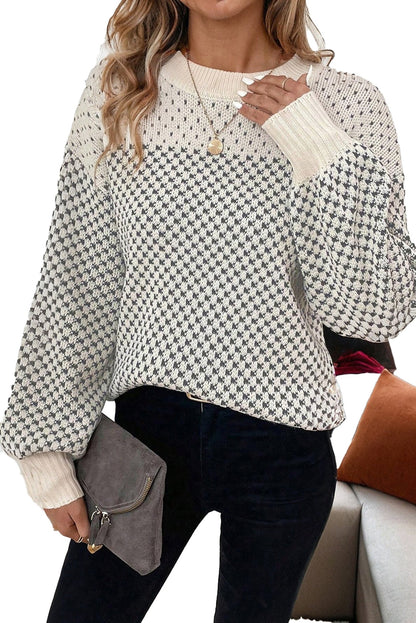 Black Contrast Lantern Sleeve Sweater