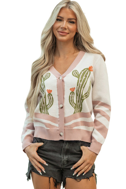 Apricot Cactus Sweater Cardigan For Trendy Style