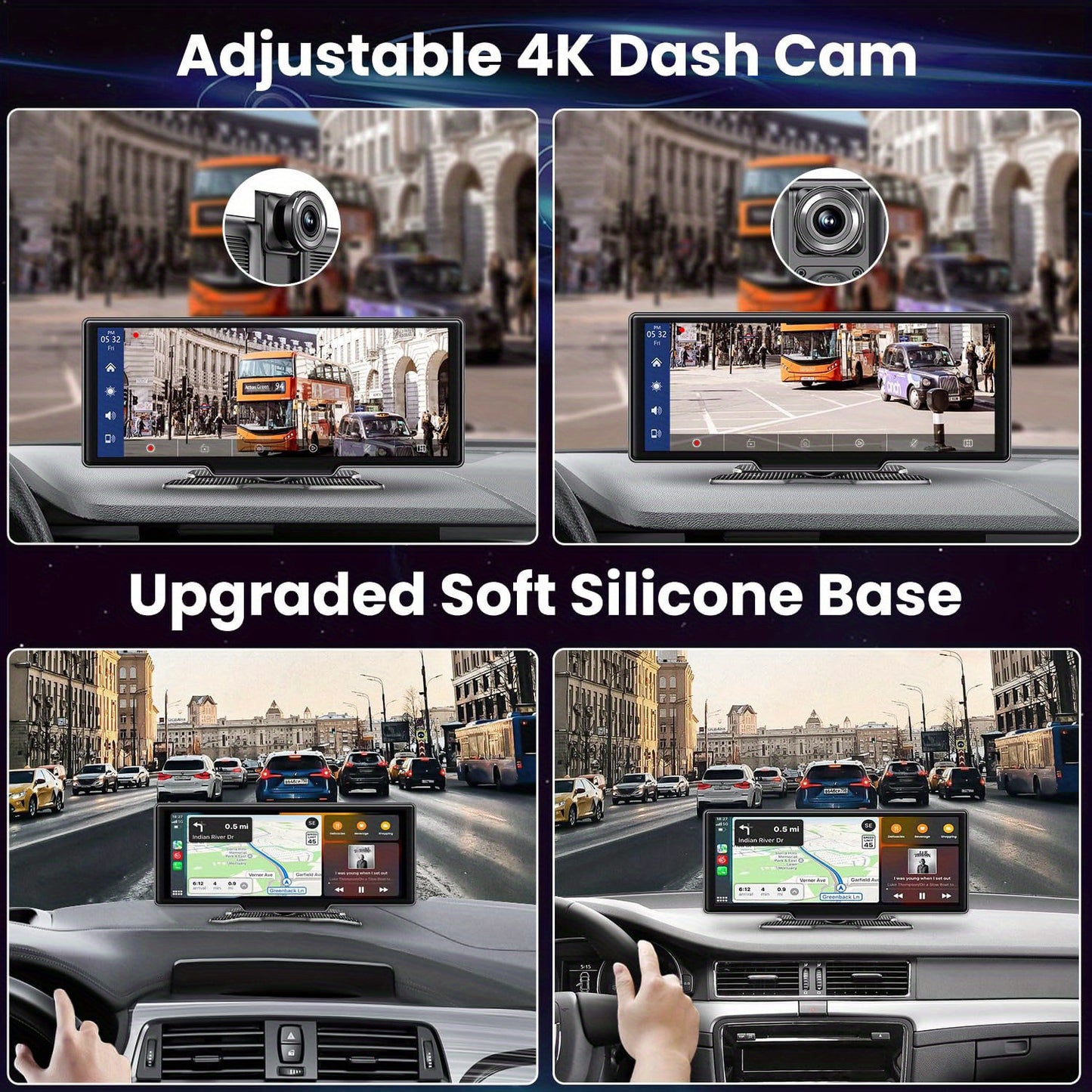 Wireless Carplay Portable Car Stereo Dash Cam