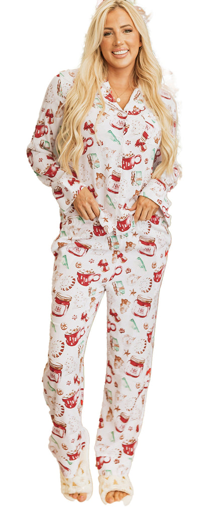 White Christmas Pajama Set For Cozy Nights