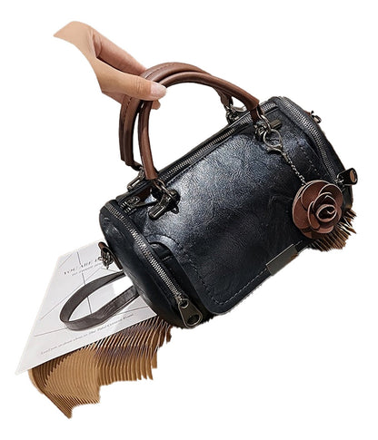 Womens Boston Handbag With Flower Pendant