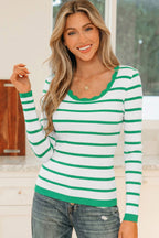 Black And White Striped Scalloped Sweater